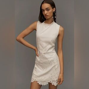 Anthropologie White Lace Mini Dress
